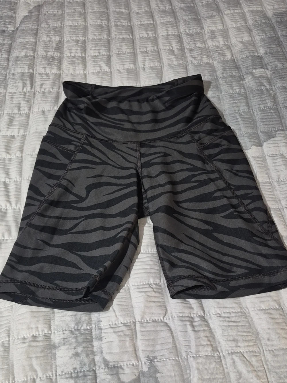 Old Navy Black and Gray Zebra Print Bike Shorts